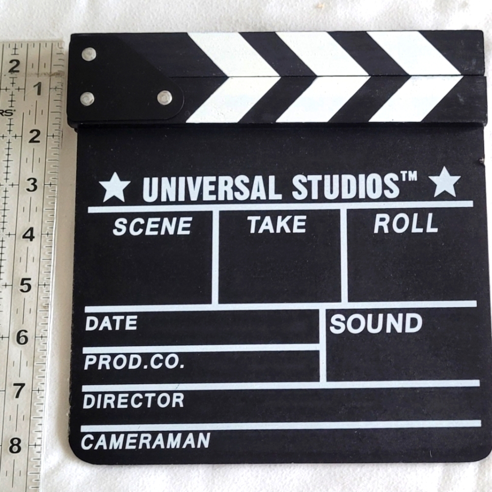 Universal studios clapboard scene take roll ready set action chalkboard